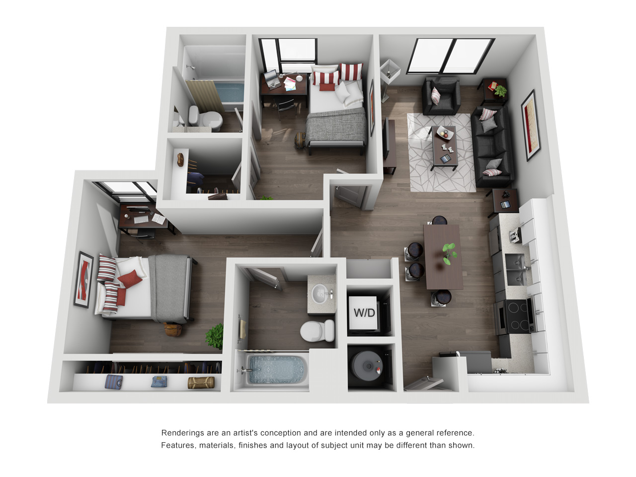 Two Bed, Two Bath Floor Plan
