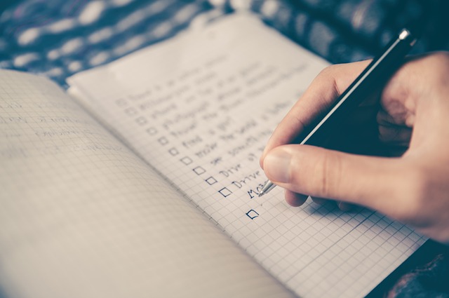 Writing a checklist into a notebook